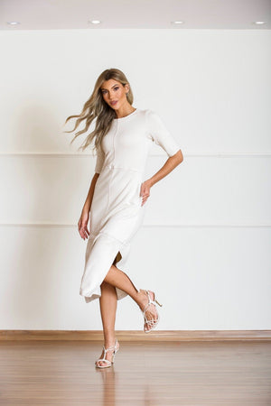 Vestido Recortes Manga 3/4